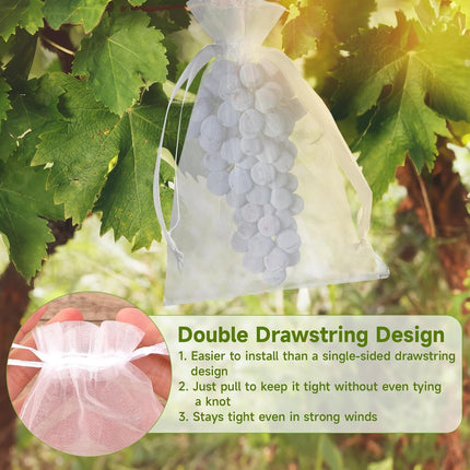 Fruit Protection Bags - 100PCS Nets, 4x6 Inch, White, Mesh Bags for Fruit & Vegetables.