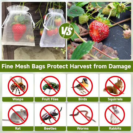 Fruit Protection Bags - 100PCS Nets, 4x6 Inch, White, Mesh Bags for Fruit & Vegetables.