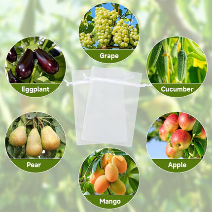 Fruit Protection Bags - 100PCS Nets, 4x6 Inch, White, Mesh Bags for Fruit & Vegetables.