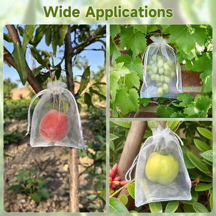 Fruit Protection Bags - 100PCS Nets, 4x6 Inch, White, Mesh Bags for Fruit & Vegetables.
