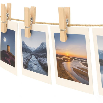 Mini Clothespins Wooden - Small Clothes Pins for Crafts 1.4 Inch,50 Pcs Natural Clothespins Clips with Jute String for Hanging Pictures,Photo Displays,Baby Cloth,Classroom Arts.