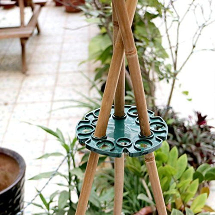 6 Pcs Bamboo Cane Holder Plastic Plant Cane Support Caps Holders for Climbing Plants Sweet Peas Beans Green.