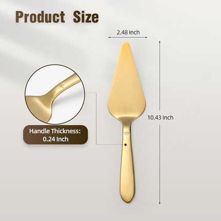 Cake Server, Wedding Cake Cutting Set 2 Piece Gold Cake Cutter, Stainless Steel Pie Server with Smooth Edge and Exquisite Pattern Design for Pastry Pizza Dessert.