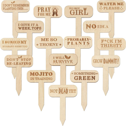 Funny Plant Markers, 16Pcs Garden Labels, Gardening Gifts for Gardeners,Women,Funny Plant Labels for Pots.