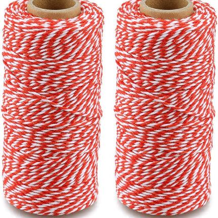 Red and White Twine String,Christmas Twine,656 Feet Cotton Bakers Twine,Packing String,for DIY Crafts & Gift Wrapping.
