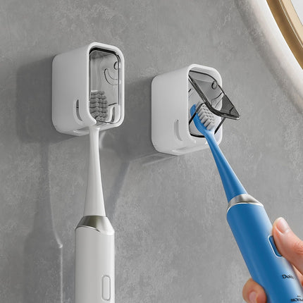 Toothbrush Holders for Bathroom【Innovation Single Slot Design】 2PCS Toothbrush Holder Wall Mounted with Cover for Shower, Single Toothbrush Dispenser Storage Organizer for Family & Travel.