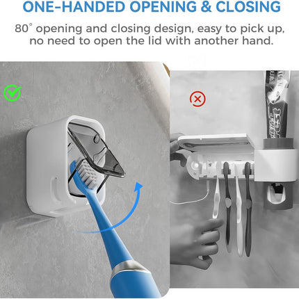 Toothbrush Holders for Bathroom【Innovation Single Slot Design】 2PCS Toothbrush Holder Wall Mounted with Cover for Shower, Single Toothbrush Dispenser Storage Organizer for Family & Travel.