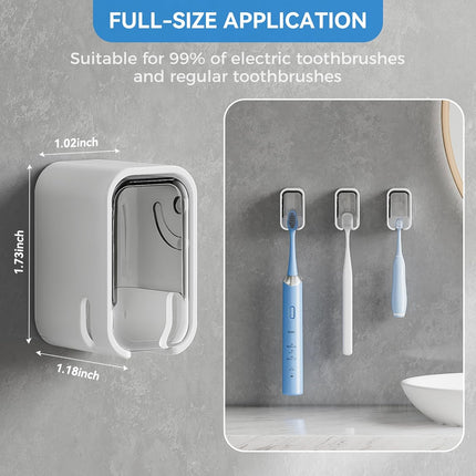 Toothbrush Holders for Bathroom【Innovation Single Slot Design】 2PCS Toothbrush Holder Wall Mounted with Cover for Shower, Single Toothbrush Dispenser Storage Organizer for Family & Travel.