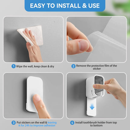 Toothbrush Holders for Bathroom【Innovation Single Slot Design】 2PCS Toothbrush Holder Wall Mounted with Cover for Shower, Single Toothbrush Dispenser Storage Organizer for Family & Travel.