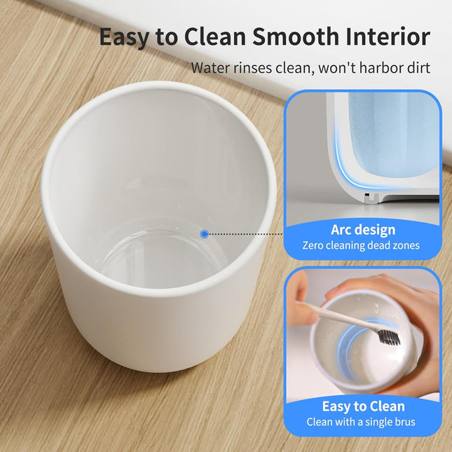 Toothbrush Cup 13oz 380ml, Unbreakable Reusable Bathroom Tumbler 2Pcs, Non-Slip Plastic Bathroom Cup Toothbrush Holders for Bathroom White.