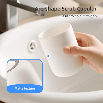 Toothbrush Cup 13oz 380ml, Unbreakable Reusable Bathroom Tumbler 2Pcs, Non-Slip Plastic Bathroom Cup Toothbrush Holders for Bathroom White.
