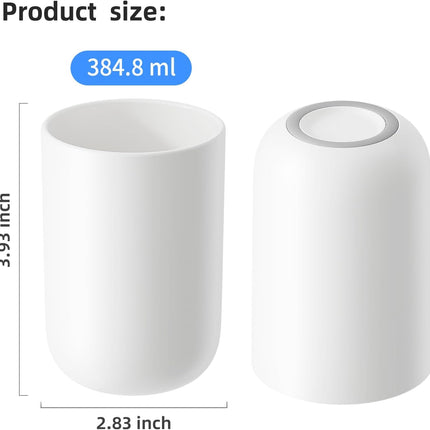 Toothbrush Cup 13oz 380ml, Unbreakable Reusable Bathroom Tumbler 2Pcs, Non-Slip Plastic Bathroom Cup Toothbrush Holders for Bathroom White.