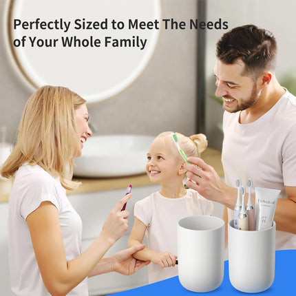 Toothbrush Cup 13oz 380ml, Unbreakable Reusable Bathroom Tumbler 2Pcs, Non-Slip Plastic Bathroom Cup Toothbrush Holders for Bathroom White.