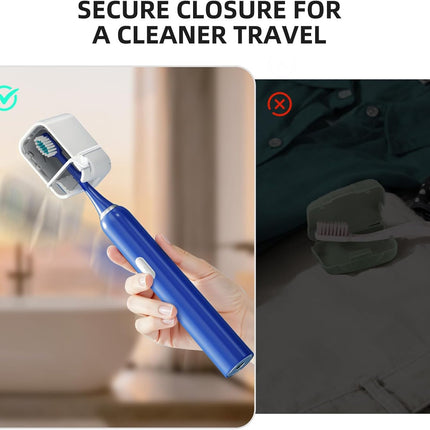 Toothbrush Cover Travel 2PCS, Stay Closed with Band Electric Toothbrush Covers Caps, Toothbrush Head Cover for Travel, Camping, Bathroom, Business, Grey.