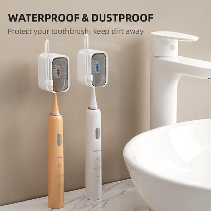 Toothbrush Cover Travel 2PCS, Stay Closed with Band Electric Toothbrush Covers Caps, Toothbrush Head Cover for Travel, Camping, Bathroom, Business, Grey.