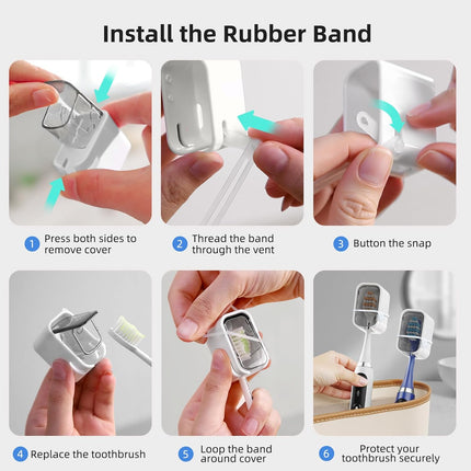Toothbrush Cover Travel 2PCS, Stay Closed with Band Electric Toothbrush Covers Caps, Toothbrush Head Cover for Travel, Camping, Bathroom, Business, Grey.