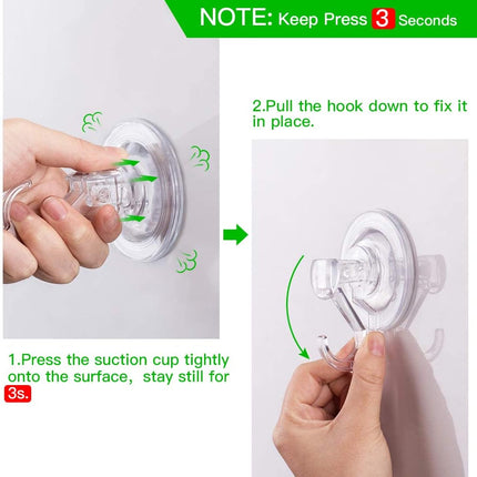Suction Cup Hooks - 4 Pack Suction Hooks Reusable Powerful Waterproof - Clear Removable Suction Hanger for Christmas Wreath, Shower,Tile,Bathroom,Towel,Kitchen.