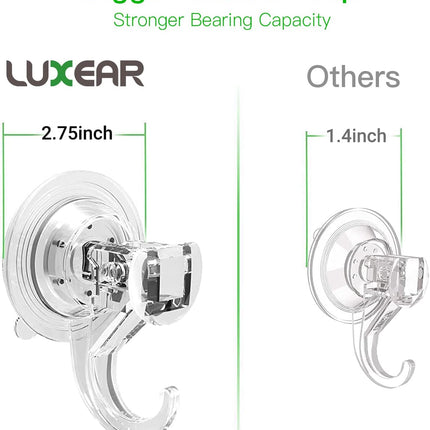 Suction Cup Hooks - 4 Pack Suction Hooks Reusable Powerful Waterproof - Clear Removable Suction Hanger for Christmas Wreath, Shower,Tile,Bathroom,Towel,Kitchen.