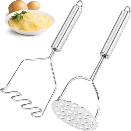 2 Pcs Potato Smasher, Mashed Potato Masher, Stainless Steel Masher Kitchen Tool for Bean, Fruit, Vegetables, Food.