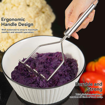 2 Pcs Potato Smasher, Mashed Potato Masher, Stainless Steel Masher Kitchen Tool for Bean, Fruit, Vegetables, Food.