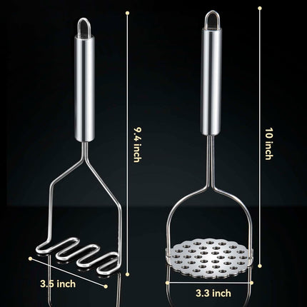 2 Pcs Potato Smasher, Mashed Potato Masher, Stainless Steel Masher Kitchen Tool for Bean, Fruit, Vegetables, Food.