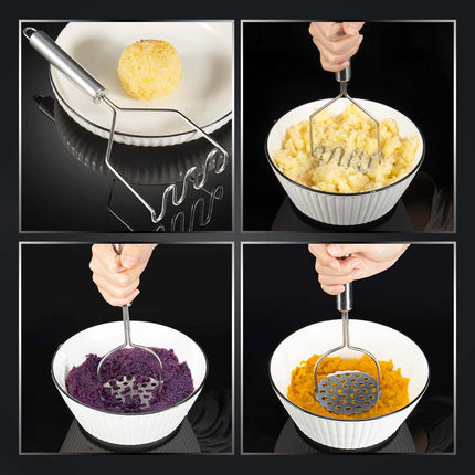 2 Pcs Potato Smasher, Mashed Potato Masher, Stainless Steel Masher Kitchen Tool for Bean, Fruit, Vegetables, Food.