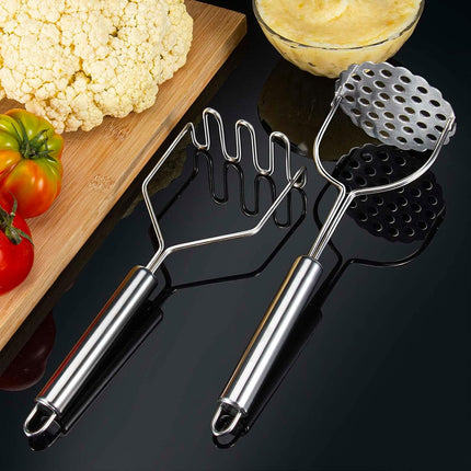 2 Pcs Potato Smasher, Mashed Potato Masher, Stainless Steel Masher Kitchen Tool for Bean, Fruit, Vegetables, Food.
