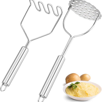 2 Pcs Potato Smasher, Mashed Potato Masher, Stainless Steel Masher Kitchen Tool for Bean, Fruit, Vegetables, Food.