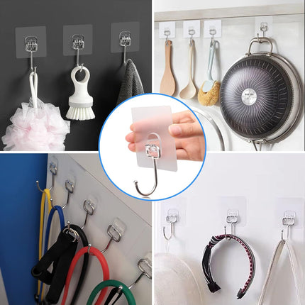 10-Pack All-Purpose Large Adhesive Hooks for Hanging, Banana Hook, Heavy Duty Adhesive Hooks 37 lb(Max), Sticky Wall Hook fit Home, Bathroom, Kitchen, Office and Outdoor.