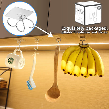 10-Pack All-Purpose Large Adhesive Hooks for Hanging, Banana Hook, Heavy Duty Adhesive Hooks 37 lb(Max), Sticky Wall Hook fit Home, Bathroom, Kitchen, Office and Outdoor.
