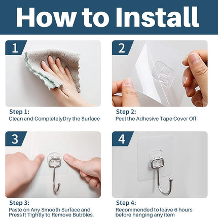 10-Pack All-Purpose Large Adhesive Hooks for Hanging, Banana Hook, Heavy Duty Adhesive Hooks 37 lb(Max), Sticky Wall Hook fit Home, Bathroom, Kitchen, Office and Outdoor.