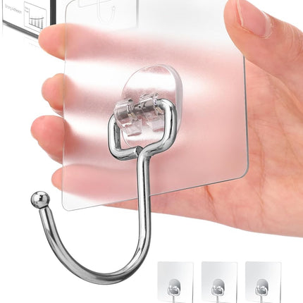 10-Pack All-Purpose Large Adhesive Hooks for Hanging, Banana Hook, Heavy Duty Adhesive Hooks 37 lb(Max), Sticky Wall Hook fit Home, Bathroom, Kitchen, Office and Outdoor.