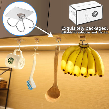 10-Pack Large Adhesive Hooks, Wreath Hangers, Heavy Duty Adhesive Hooks 37 lb(Max), Sticky Wall Hook fit Home, Bathroom, Kitchen, Office and Outdoor (Transparent Gray).