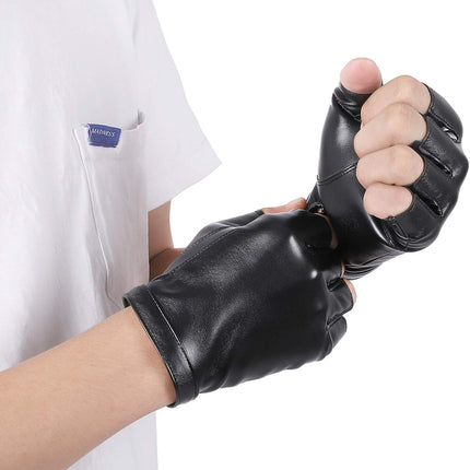 Fingerless PU Faux Leather Gloves, Driving Gloves Outdoor Sports Cosplay Costume Half Finger Glove for Women Men Teens.