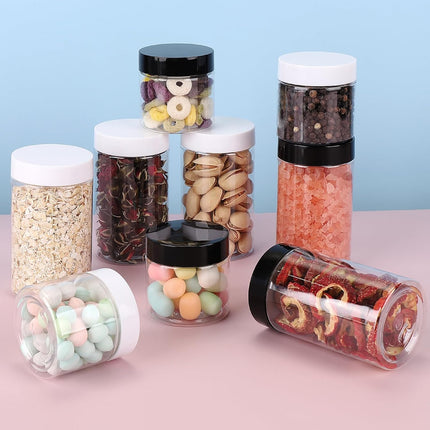 4 Pack Plastic Jars, 4 OZ Round Clear Cosmetic Container Jars with White Lids, Leak Proof Makeup Sample Container, Refillable Travel Cosmetic Storage for DIY Making Creams, Lotion, Body Scrub.