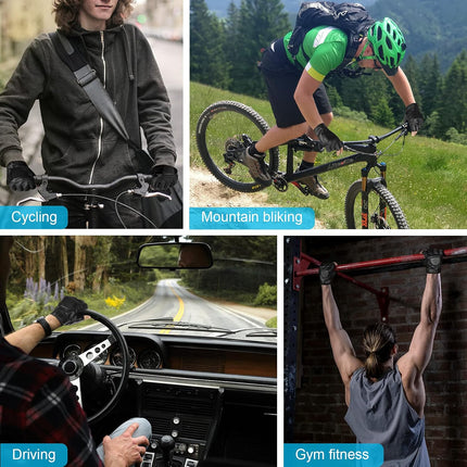 Genuine Leather Cycling Fingerless Gloves, Outdoor Driving Motorcycle Sport Half Finger Glove for Men Women Teens.