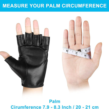 Genuine Leather Cycling Fingerless Gloves, Outdoor Driving Motorcycle Sport Half Finger Glove for Men Women Teens.