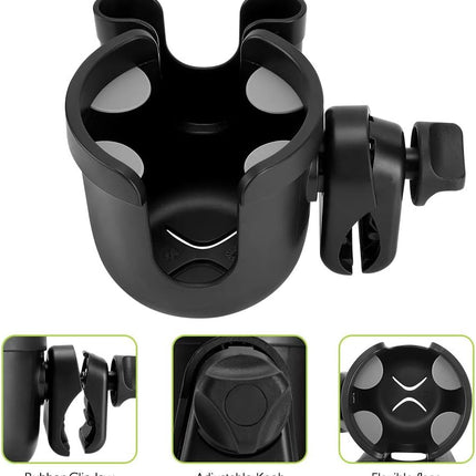 2-in-1 Walker Cup Holder with Phone Holder, Wheelchair Cup Holder, Rollator Cup Holder, Cup Phone Holder for Walker, Wheelchair, Rollator, Mobility Scooter.