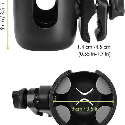 2-in-1 Walker Cup Holder with Phone Holder, Wheelchair Cup Holder, Rollator Cup Holder, Cup Phone Holder for Walker, Wheelchair, Rollator, Mobility Scooter.