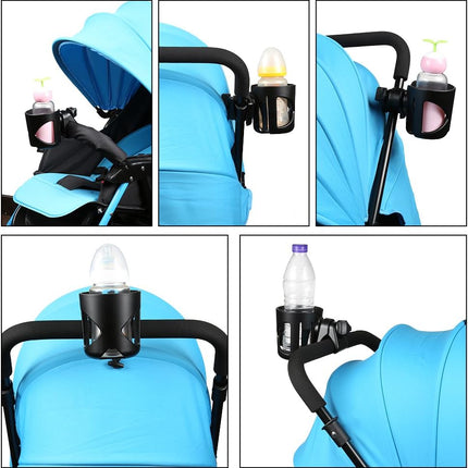 Universal Cup Holder, Stroller Cup Holder, 360° Rotatable Large Caliber Designed Bottle Holder for Stroller, Bike, Wheelchair, Walker, Scooter, Black.
