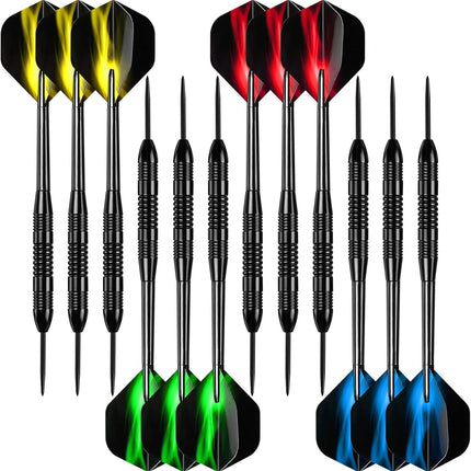 Darts Metal Tip Set, 12 Pack Steel Tip Darts Darts Set 24Grams Professional Metal Darts.