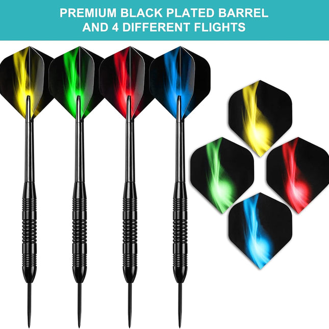 Darts Metal Tip Set, 12 Pack Steel Tip Darts Darts Set 24Grams Professional Metal Darts.
