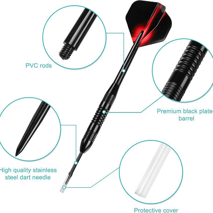 Darts Metal Tip Set, 12 Pack Steel Tip Darts Darts Set 24Grams Professional Metal Darts.