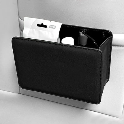 Car Trash Can, Leather Vehicle Trash Bin Car Dustbin Garbage Organizer Holder with 30 Pcs Trash Bags, Foldable Hanging Mini Cars Storage Bag Container for Auto, SUV (Black).