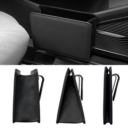 Car Trash Can, Leather Vehicle Trash Bin Car Dustbin Garbage Organizer Holder with 30 Pcs Trash Bags, Foldable Hanging Mini Cars Storage Bag Container for Auto, SUV (Black).