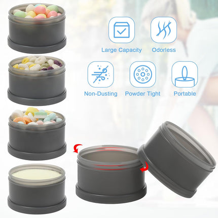 2 Pcs Protein Powder Container to Go with Funnels Stand, 4 Compartments Stackable Protein Powder Dispenser for Workout, Fitness, Travel.