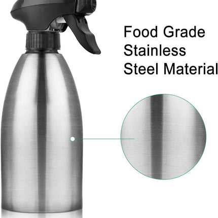 Olive Oil Sprayer, Vinegar Sprayer Dispenser, Safety Exquisitely Stainless Steel Container Seasoning Kitchenware Tools for BBQ, Cooking, Frying and Grilling (17oz (500ML)).
