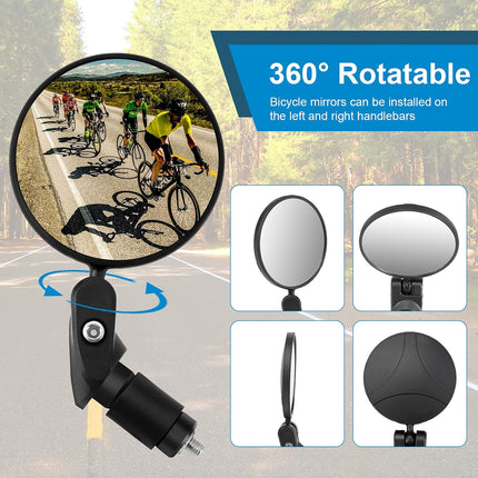 2pcs Bike Mirror, Bar End Bicycle Riding Rearview Mirrors for Handlebars, Adjustable 360 Degree Rotatable Convex Mirror for Mountain Road Bikes.