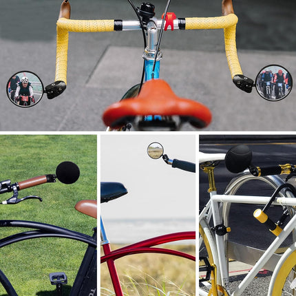2pcs Bike Mirror, Bar End Bicycle Riding Rearview Mirrors for Handlebars, Adjustable 360 Degree Rotatable Convex Mirror for Mountain Road Bikes.