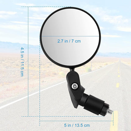 2pcs Bike Mirror, Bar End Bicycle Riding Rearview Mirrors for Handlebars, Adjustable 360 Degree Rotatable Convex Mirror for Mountain Road Bikes.